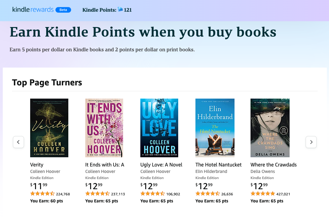 Kindle Rewards home page